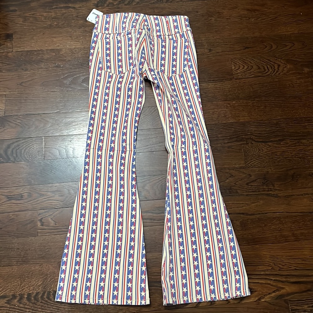 NWOT FREE PEOPLE STARS & STRIPES PENNY PULL ON FLARE JEANS AMERICANA Z569 - Picture 6 of 7